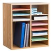 Adiroffice 16-Compartment Wood Adjustable Paper Sorter Literature File Organizer, Medium Oak ADI500-16-MEO